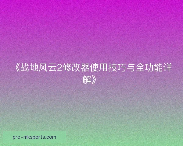 《战地风云2修改器使用技巧与全功能详解》