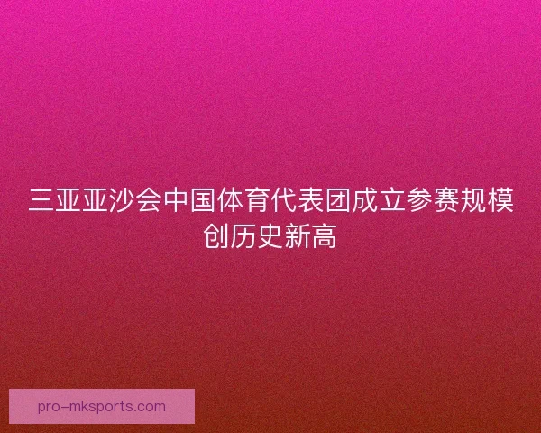 三亚亚沙会中国体育代表团成立参赛规模创历史新高